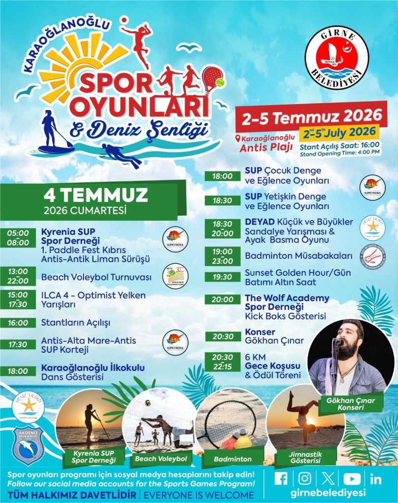 Karaoğlanoğlu Spor Oyunları ve Deniz Şenliği 2-5 Temmuz arasında yapılacak