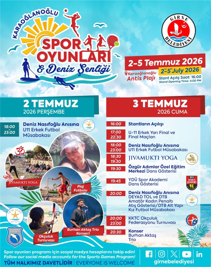 Karaoğlanoğlu Spor Oyunları ve Deniz Şenliği 2-5 Temmuz arasında yapılacak
