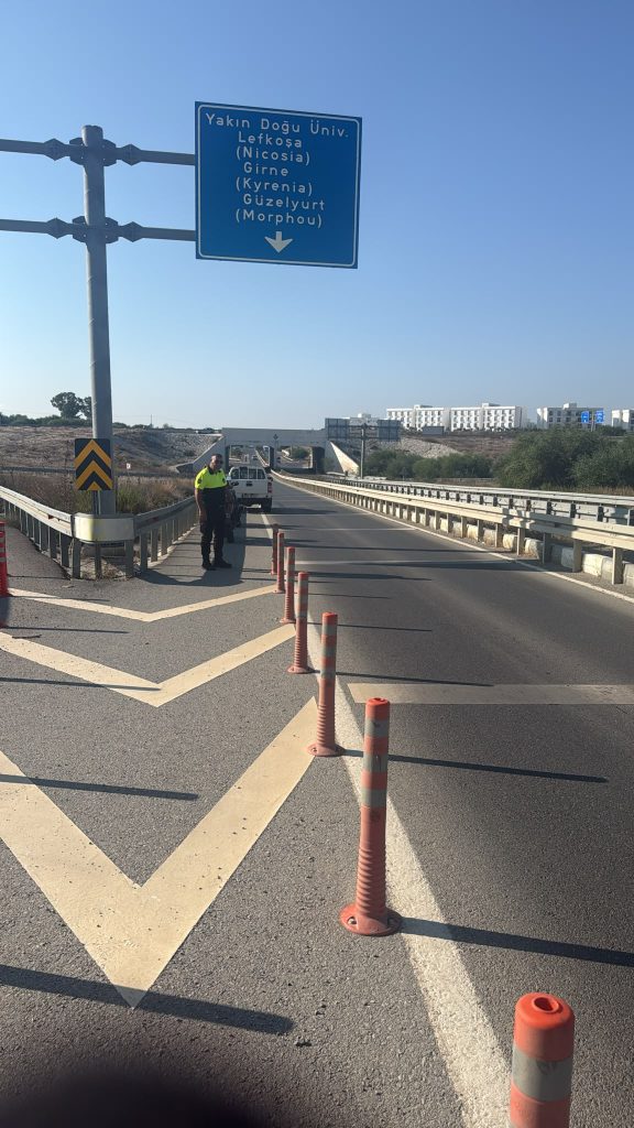 Lefkoşa Kuzey Çevre Yolu'nun bir bölümü trafiğe kapatıldı