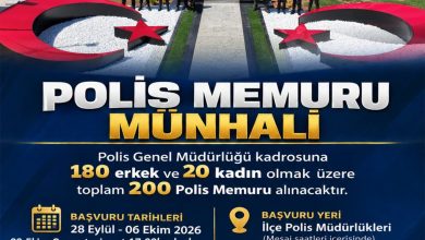 Polis Genel Müdürlüğü’nden 180 erkek 20 kadın polis memuru için münhal ilanı