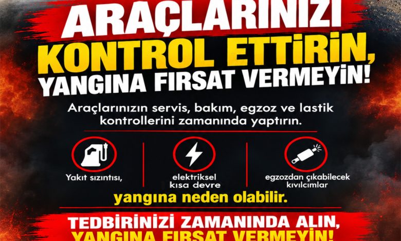 Polisten, araç yangını sırasında yapılması gerekenlerle ilgili tavsiyeler: Araç güvenli bir yere çekilmeli ve motor durdurulmalı