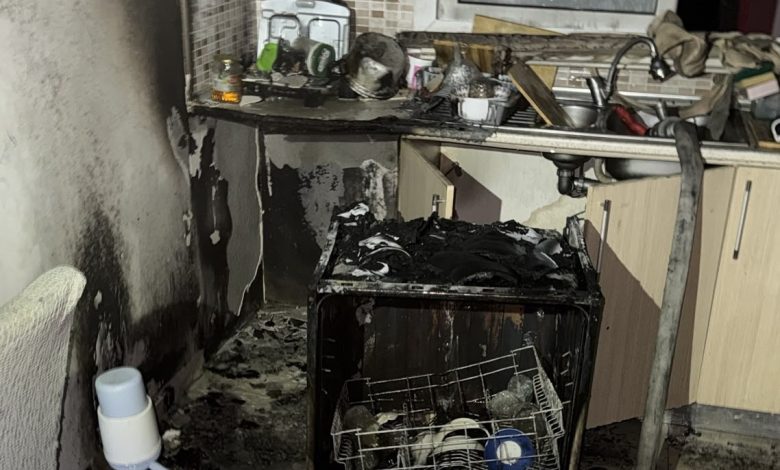Gönyeli’de kısa devre yapan bulaşık makinesi mutfağı yaktı